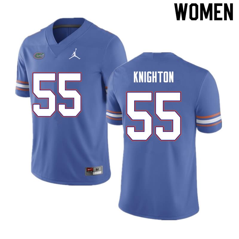 Women's NCAA Florida Gators Hayden Knighton #55 Stitched Authentic Nike Blue College Football Jersey BDH0365AS